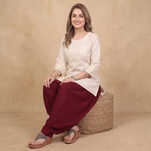 Image of FASHION GALLERY Women's Rayon Relaxed Fit Patiala Salwar with Full Length Drawstring Closure Type and Flexible Waist | Patiala Pant for Woman Free Size Fit Upto XXL
