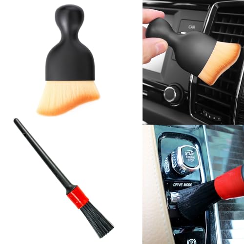 Cepillo para Coche Interior,Brocha Limpieza Coche,Auto Detailing Brush,Limpieza Interior del Coche,Cepillo para Detalles Coche,Cepillo Limpieza Salida Aire,Plumero para Salpicadero de Automóvil