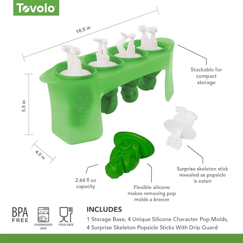 image for Tovolo Zombie Popsicle Molds (Set of 4) - Mess-Free Silicone Ice Pops 