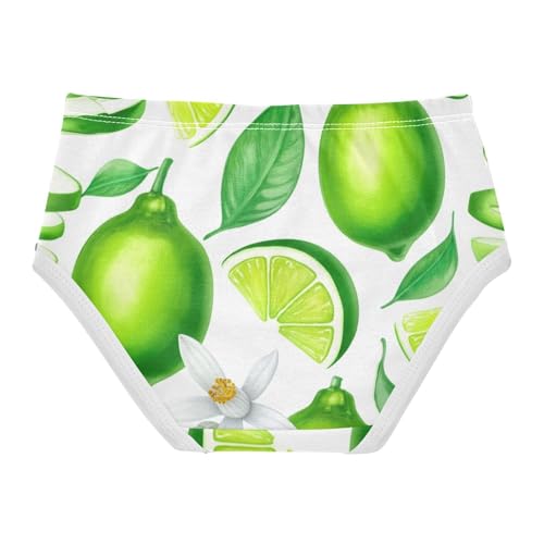 Green Lemon Limes Floral White Girl Panties Cute Girls Underwear Toddlers Cotton Florals Kids Briefs Undies 2t2