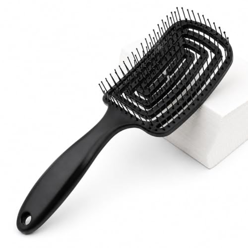 Image of Shackcom Texture Comb for Men - Hair Styling Volume Comb for Curly & Wavy Hair, Volumizing Detangling Brush, Blow Dry & Travel Hair Tool for Natural Lift & Texture (Black)