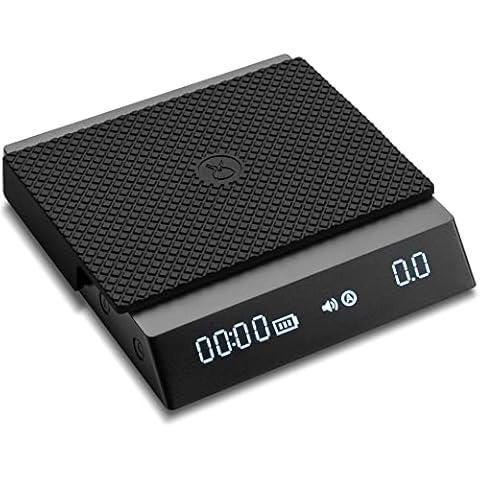 TIMEMORE Coffee Scale with Timer, Espresso Scale with Flow Measurements, Digital Coffee Scale with Auto Timing Mode for Pour Over & Espresso, 2000g/0.1g, Black Mirror Nano, Black Cover