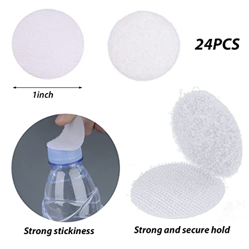 Fantasyon 24 Pairs 1 Inch Round Hook and Loop Dots Double Sided Self Adhesive Tape White Hook and Loop Fasteners Nylon Sticky dots for Home Office Wall Decor Carpet Gripper Tools - Thumbnail 2