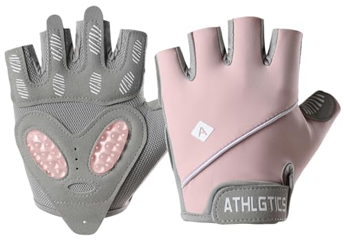SUJAYU Workout Gloves Women & Men, Semisolid Silica Gel Anti-Slip Weight Lifting Gloves for Women, Breathable Womens Workout Glove Fitness Glove (Pink, Medium)