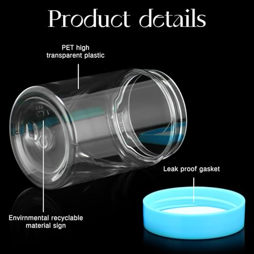 Image of Patelai 4 Pcs Plastic Jars Wide Mouth with Lids,4 Ounce,Blue | Travel Size for Creams Oils, Clear Round Storage Cosmetics Containers, Leak Proof Screw on Lids for Makeup Beauty DIY
