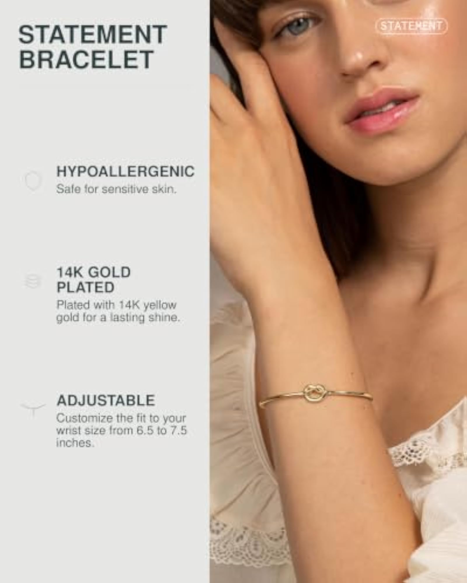 Women's 14K Gold Plated Forever Love Knot Eternity Bracelet