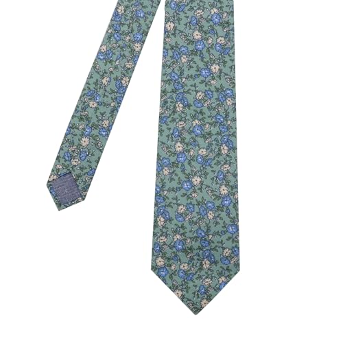 Image of Cotton Floral Ties for Men 2.76 inch Men's Skinny Tie Linen Flower Printed Neck Tie for Wedding Dating Party