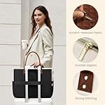 LOVEVOOK Teacher Tote Bag for Women Work, Laptop Bag With Large Cup Holder, Nurse Bags Professional Briefcase Business Computer Purses Handbag Gifts, Black-Beige-Brown, 15.6 Inch - Image 5