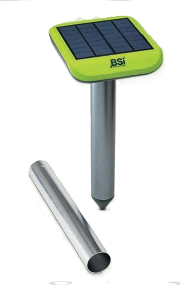 BSI - Potężny odstraszacz moli - Solar Sonic - Wibracje - Ultradźwięki - Energia słoneczna - Łatwa i wydajna instalacja do 1000 m² - Nadaje się do mulotów - norniki - węże