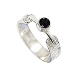 JEWELFORCE Anillo con gema de Ónix negro Unisex Todas las tallas Ideal para regalar plata de ley 925 Joyería artesanal JSR-1110AE_70 (22.3)