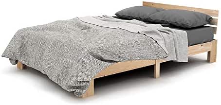 Holzbett Doppelbett mit Kopfteil aus Bettgestell mit Lattenrost-200 x 140