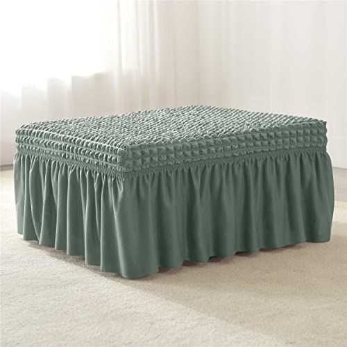 Vienlove 3D Bubble Lattice Rectangle Ottoman Slipcover Polyester Footstool Protector Covers With Skirt Stretch Stool Covers For Living Room And Bedroom #TOP2