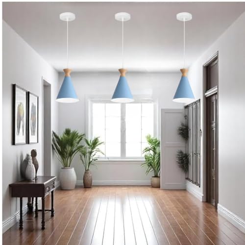 Image of Blue Hanging Light for Home, Aluminium Pendant Light Ceiling Lamp with Modern Hanging Lamp for Bulb Not Included, Pack of 2