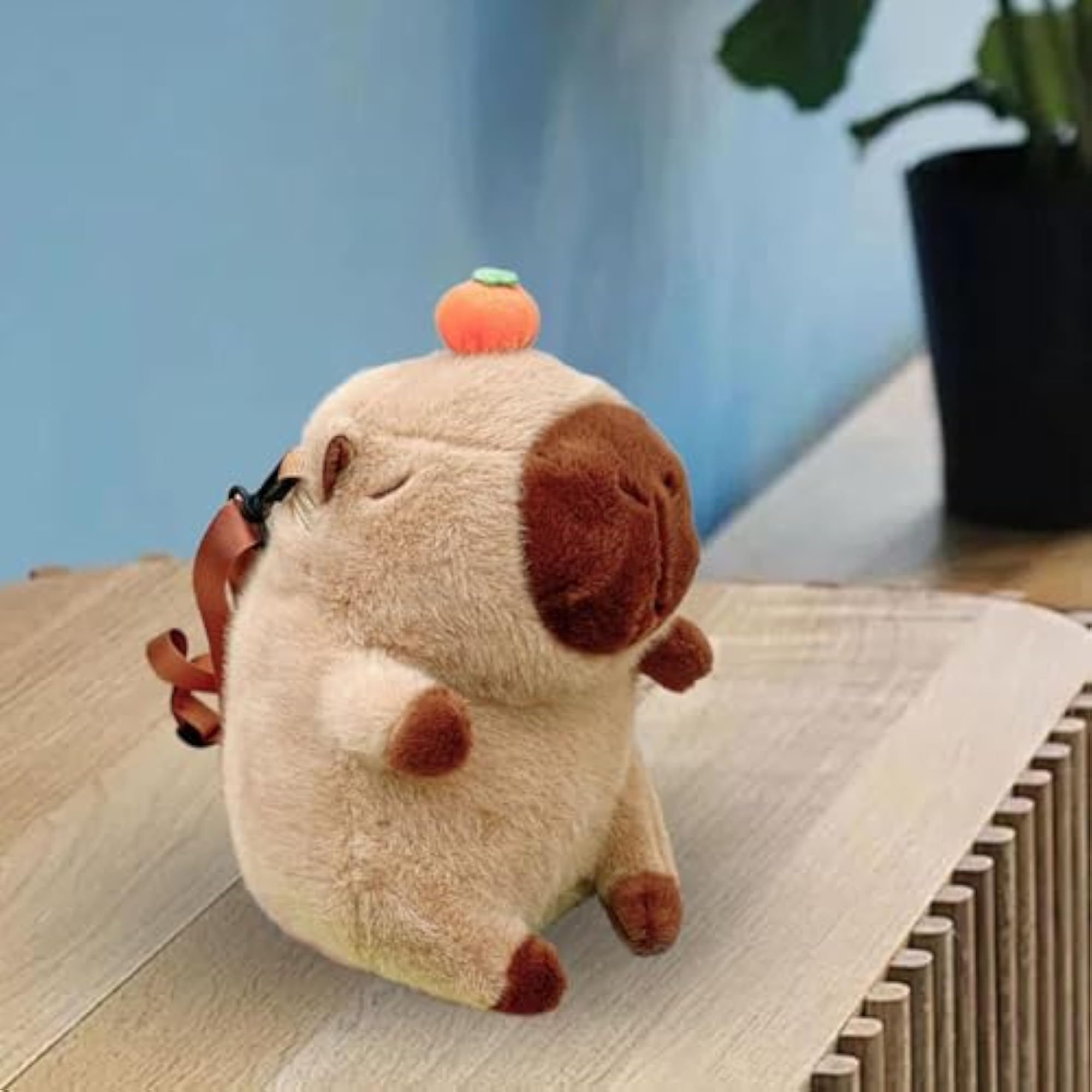 Plush Capybara Casual Stuffed Animal Backpack, Khaki