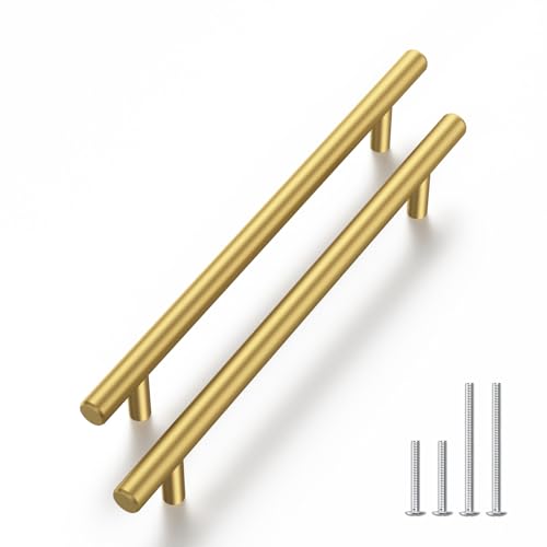 Haliwu 30 Pack 5 Inch Gold Cabinet Handles Kitchen Cabinet Handles for Drawer Pulls Brushed Gold Pulls Stainless Steel Modern Hardware for Bathroom