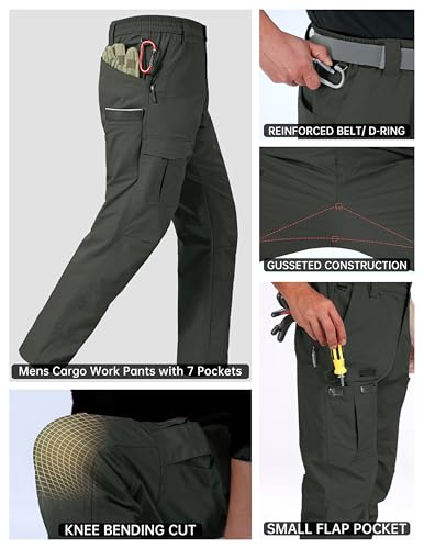 Image of CNBQDD Mens Work Pants Ripstop Waterproof Cargo Pants for Men with 7 Pockets Tactical Hiking Pants
