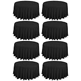fani 8 Pack 120 Inch Round Tablecloth, Black Polyester Fabric Table Cloth for Round Table, Stain and Wrinkle Washable Table Cover for Wedding Party Dining Table Buffet Banquet Restaurant and Camping