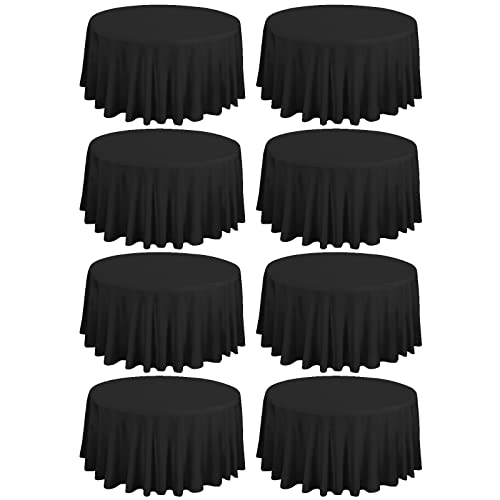 fani 8 Packs Black Round Tablecloth - 120 Inch, Polyester