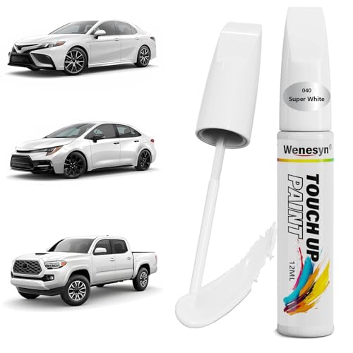 Wenesyn 040 Super White/Ice Cap Touch Up Paint Compatible with Toyota, Car Paint Scratch Remover for Nicks & Chips Repair, Automotive Paints Exact Match RAV4/Camry/Corolla/Tacoma/Prius/Tundra/4Runner