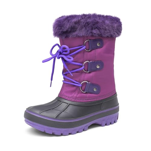 DREAM PAIRS Boys & Girls Faux Fur-Lined Winter Snow Boots for Little/Big Kids 9 Toddler Purple