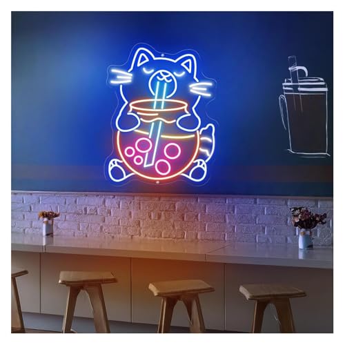 Néon Bubble Tea Cat 48cm : créez une ambiance cosy de salon de thé chez vous