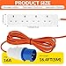 4 Gang Electric Hook Up for Camping,5 Metres 16A to 13A Extension Lead,Heavy Duty-250V Mains Lead for Caravans,Mobile Homes,Motorhomes