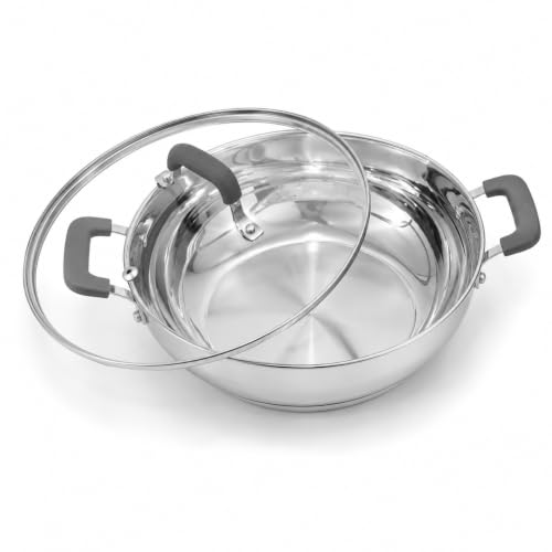 Image of Vinod Tivoli Stainless Steel Kadai with Glass Lid 26 cm - 3.6 litres
