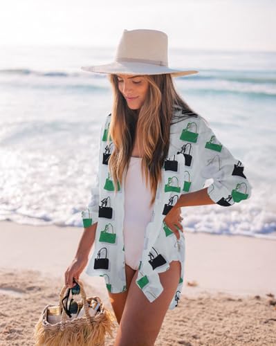 Image of Zoye Chen Women's Bikini Swimsuit Cover Up Button Down V Neck Shirts Long Sleeve Blouse Beachwear Bathing Suit