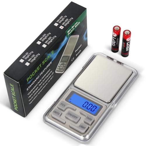 Emarful Compact Digital Pocket Scale, Stainless Steel Panel 500g 0.01 Gram Accuracy Portable Kitchen Digital Scale with LCD Display for Food Jewelry Weighing Cooking Baking Coffee Handmade