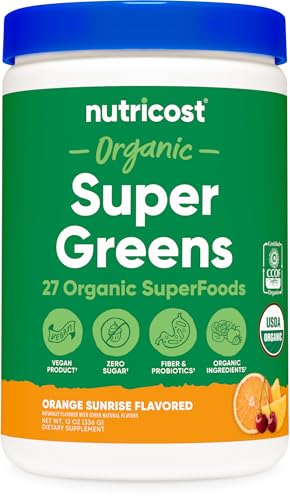 Foto de Nutricost Polvo orgánico Super Greens (30 porciones) Sabor Orange Sunrise - Mezcla de bebida de suplemento superalimenticio (imagen 2)