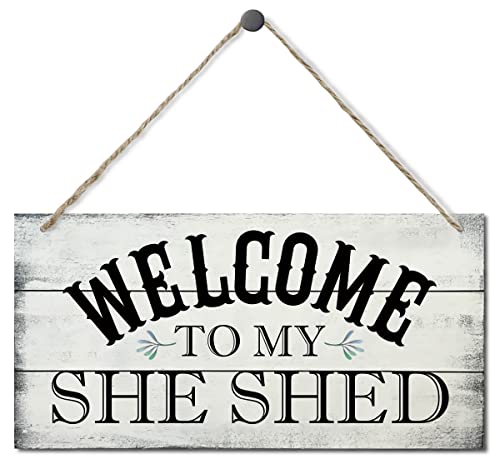 Welcome To My She Shed Decor Sign, Printed Wood Wall