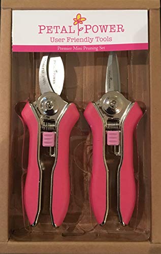 Petal Power Ladies Gardening Mini Pruner Secateurs Set - Two Razor Sharp Pink Bypass Secateurs - Trimmer - Best Gardening Gift for Women. Buy NOW!