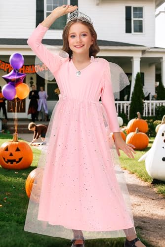 Remimi Girls Halloween Pink Witch Dresses Festival Holiday Movie Maxi Dress 3-14 Years3
