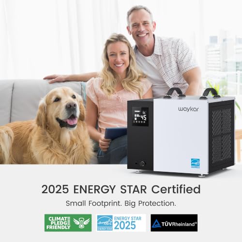 Image of Waykar 70 Pint Energy Star Crawl Space Dehumidifier with Pump & Drain Hose for Basements, Commercial & Water Damage Spaces up to 5000 Sq. Ft., Compact, Strong Dehumidification, 5-Year Quality Coverage