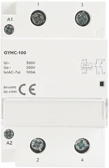 2Pole 100A Modular Contactor 2NO 2NC 1NO1NC 220V 110V 24V Household Contactor Din Rail Type iCT 50/60Hz(2P 100A 2NC 230VAC)