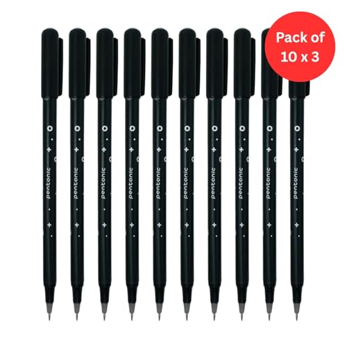 Image of Pentonic Cipher 0.5mm Ball Pen, Black Body Black Ink (Set of 10 x 3)