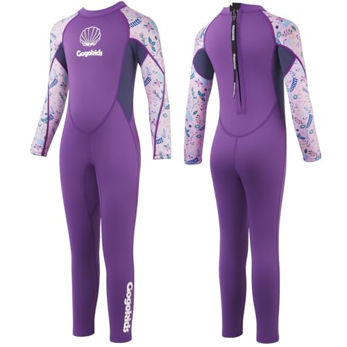 Gogokids Kids Wetsuit, Youth 2.5mm Neoprene Thermal Full Wet Suits, Girls Long Sleeve Back Zip Sun...