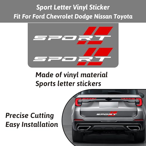 Image of Zhizhong Car Sport Decal,16 Inch Vinyl Sticker Fit for All Cars Side (2 Pcs White Red)