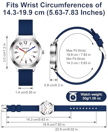 SOCICO Kids Watch for Boys Girls, Learning Educational, 3ATM/30M Waterproof Time Learning Gift Children's Analogue Watch (Blue) - Image 4