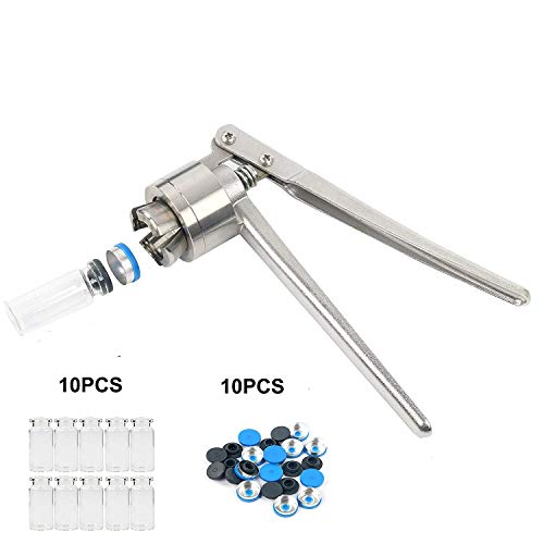YaeTek 20mm Vial Manual Crimper Hand Sealing Machine + 10 x 10ml Vials