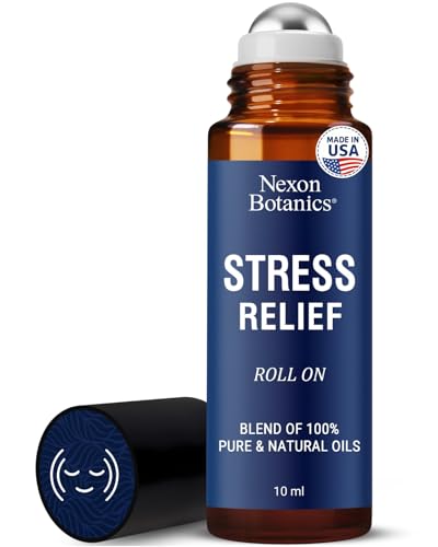 Stress Relief Essential Oil Roll-On 10 ml - Natural Stress Relief Blend with Lavender, Geranium & Frankincense Oils - Prediluted Roller for Calming Aromatherapy - Nexon Botanics