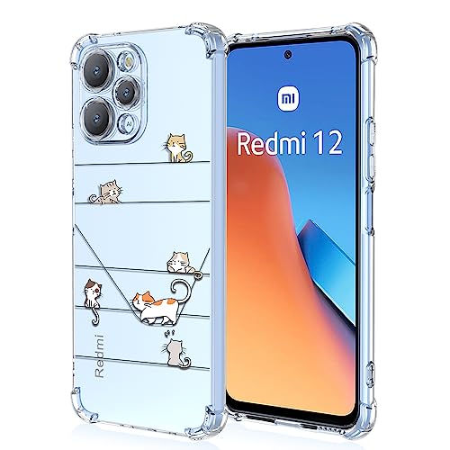XINYEXIN Clear Cover per Xiaomi Redmi Note 12 4G Motivo Carino Gatto Custodia Trasparente Antiurto Morbido TPU Bumper Case - Kitten