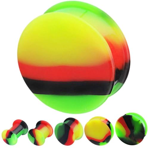 MoDTanOiz Gauges (1 Pair ONLY) (Please Choose Size and Color) Silicone Ear Gauge Plug Size Available 8g (3mm) to 1 3/16