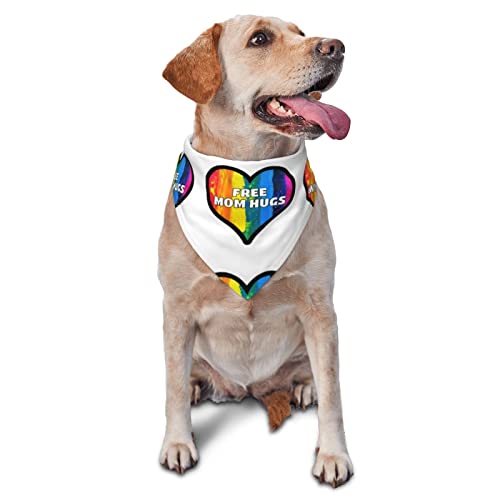 Free Mom Hugs LGBTQ Pride Month Sommer-Hunde-Bandanas für Mädchen, große Welpen-Kopftücher, verstellbare, weiche Dreiecks-Lätzchen, Zubehör für kleine, mittelgroße und große Hunde und Katzen