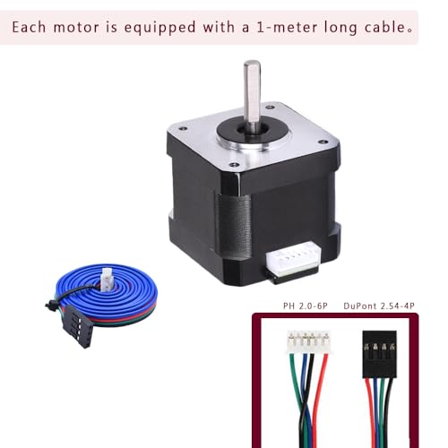 1.5A NEMA17 Schrittmotor mit 1m Kabel - Hohes Drehmoment 38mN.m, 1.8° Schrittwinkel für 3D-Drucker, CNC, Lasergravierer, Robotik