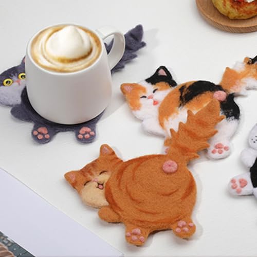 Kit feutrage aiguille pour dessous-de-verre chats DIY
