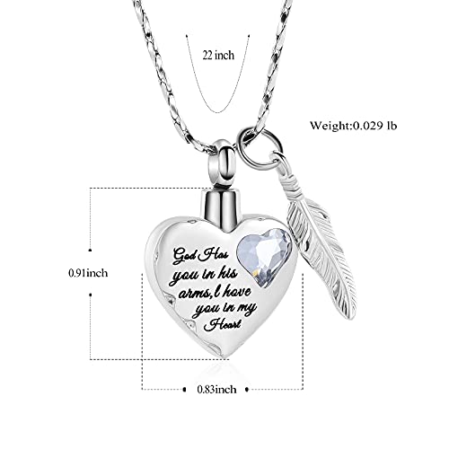 Imrsanl Heart Urn Necklace for Ashes with Angel Wings Feather Charm Cremation Jewelry Ashes Keepsake Urn Pendant Memorial Locket2