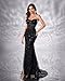 Women's Elegant Strapless Maxi Prom Dress Evening Gowns with Slit Black