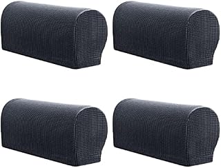 ESRISE Armrest Chair Covers, Set of 4 Stretch Armchair Couch Arm Rest Cover Anti-Slip Spandex Polyester Sofa Chair Arm Caps Slipcovers for Furniture Protector (Black)