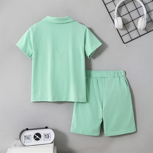 Image of Yoxindax Boys Clothes 2-Piece Casual Street Style Turn-Down Collar Half Zip Kids 4-12 Years Teen Boys Summer Outfits